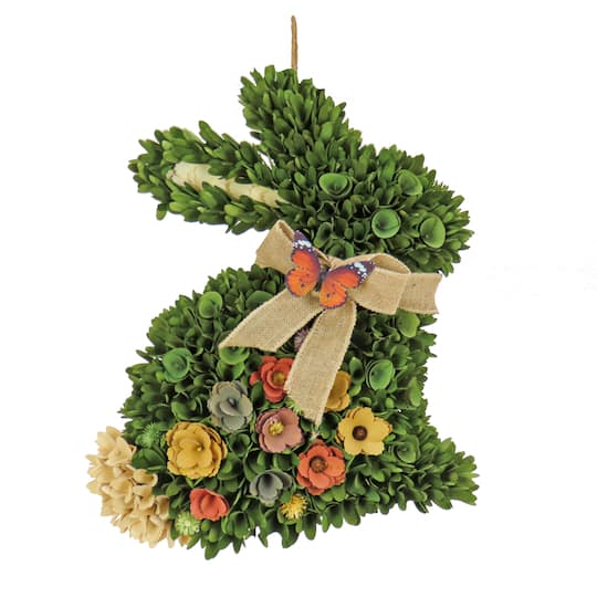 22&#x22; Green Floral Bunny Hanging Accent